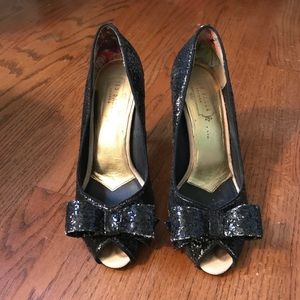 Ted Baker Sparkly Bow Peep-Toe Pumps